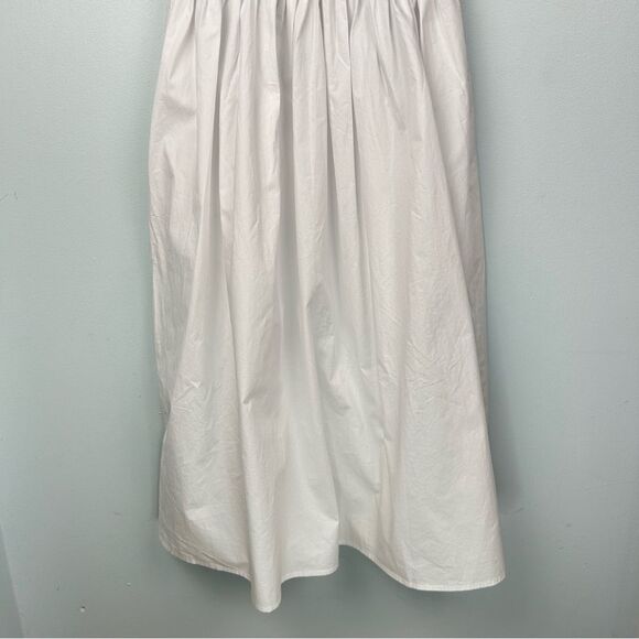 English Factory Smocked White Rainbow Midi Dress W/Pockets Adjustable Ties Sz M - Picture 13 of 16